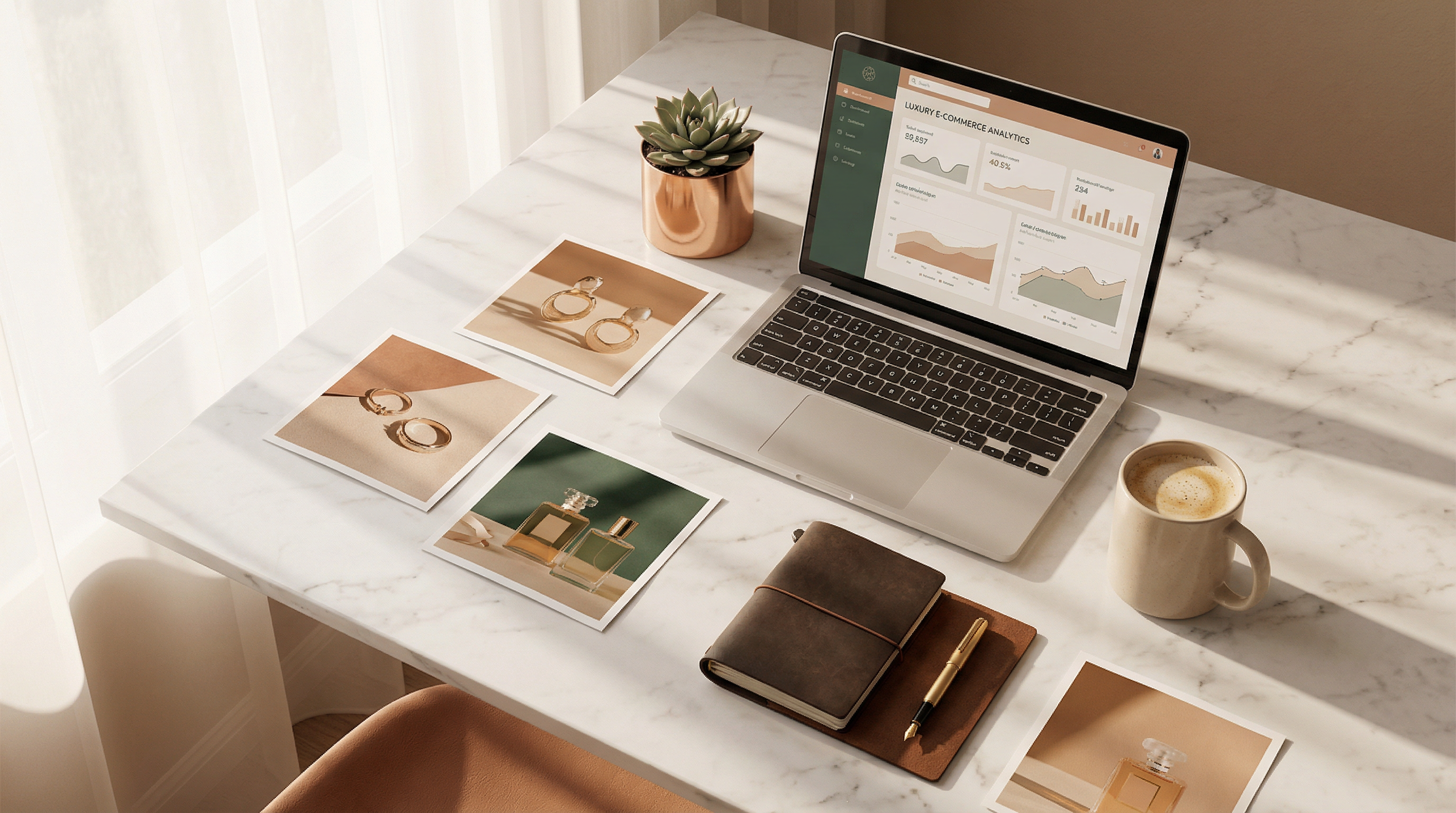 Elegant workspace showcasing e-commerce analytics